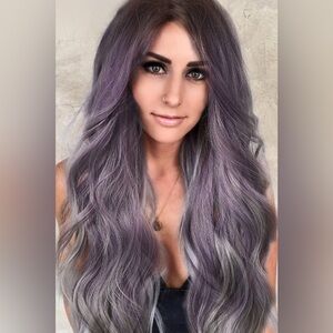 Elegant Wave Full Machine Synthetic Wigs in Purple/Gray 26''